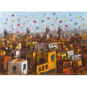 Zahid Saleem, 36 x 48 Inch, Acrylic on Canvas, Cityscape Painting, AC-ZS-181